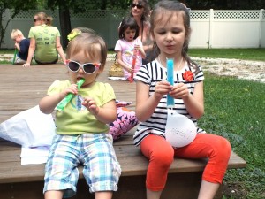 Saige and Natasja relax with a pair of freeze pops