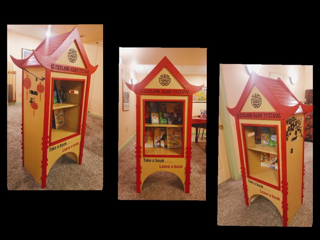 The Powell family used The HUB's makerspace to create the vinyl stickers that adorn the new Little Free Library in the AsiaTown neighborhood in Cleveland.